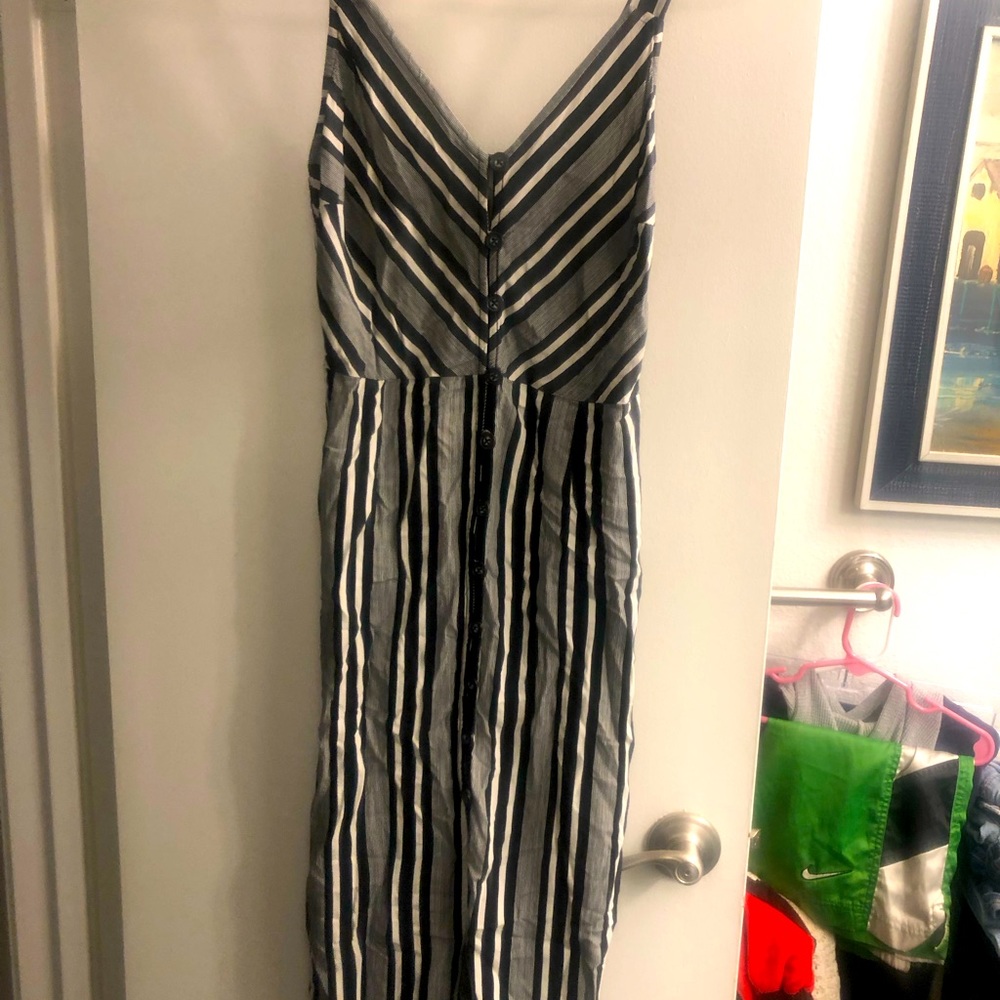 Xhilaration Blk/Wht Striped Button-up Dress/Top for Women